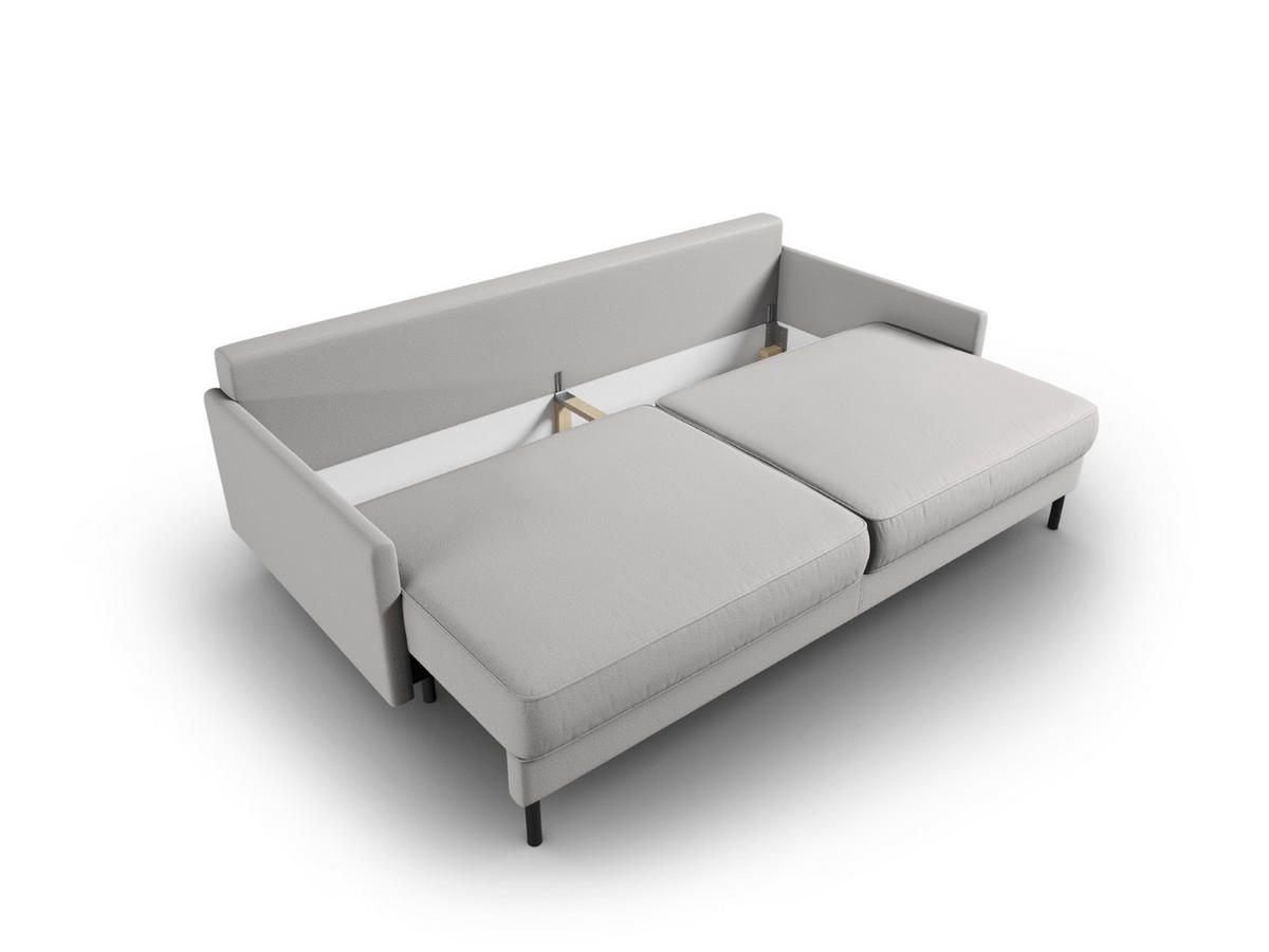 AUSKLAPPBARES-SOFA mit Bettkasten Scott aus strukturiertem Stoff hellgrau 3 Sitzplätze - Hellgrau, Textil (97/87/212cm) - Micadoni
