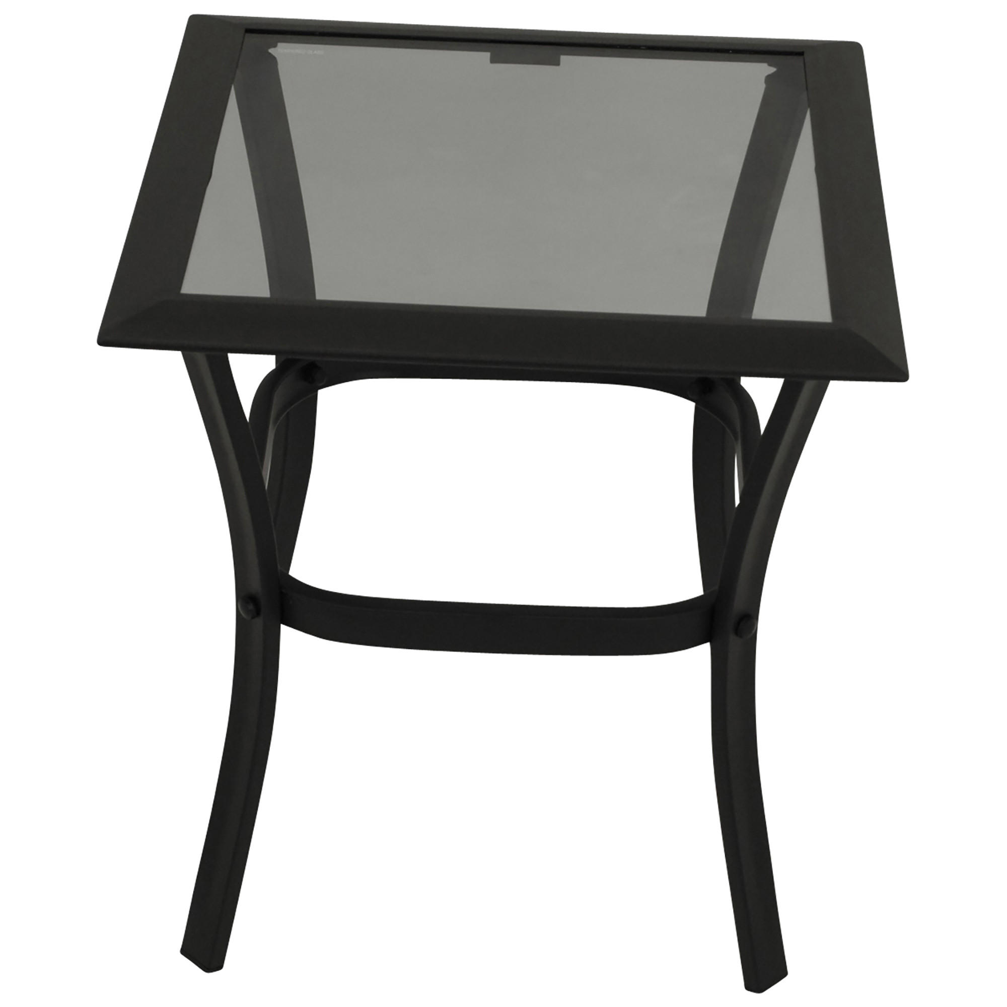 BEISTELLTISCH Ashford - Gestell aus Alu und Stahl, schwarz, Tischplatte Glas grau. BxTxH: 45.5x45.5x48 cm - Schwarz, Metall (45.5/45.5/48cm) - TPFGarden