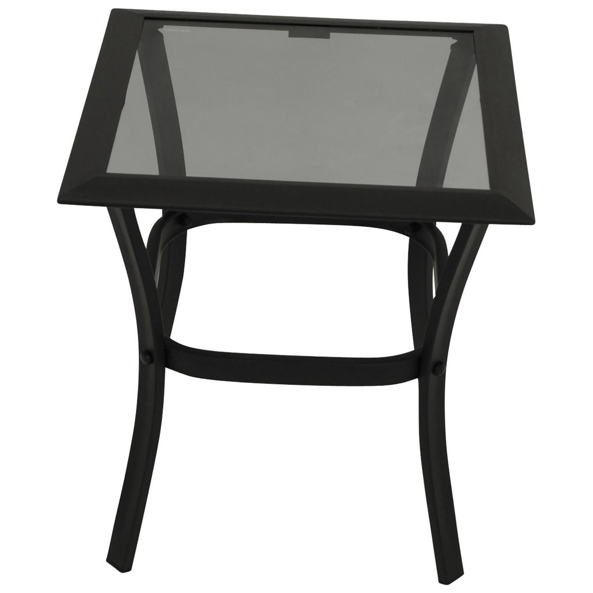 BEISTELLTISCH Ashford - Gestell aus Alu und Stahl, schwarz, Tischplatte Glas grau. BxTxH: 45.5x45.5x48 cm - Schwarz, Metall (45.5/45.5/48cm) - TPFGarden