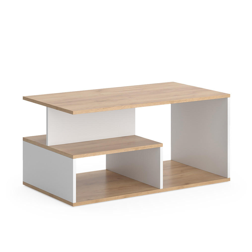 COUCHTISCH Hasso Goldkraft Eiche/Weiß 90 x 49.4 cm - Eiche Wotan/Weiß, Holzwerkstoff (49.4/90/43.8cm) - Vicco