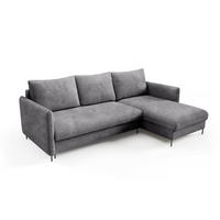 ECKSOFA Belis Boucle in Grau, Schlafsofa - Grau, Holzwerkstoff/Textil (216/165cm) - Bettso