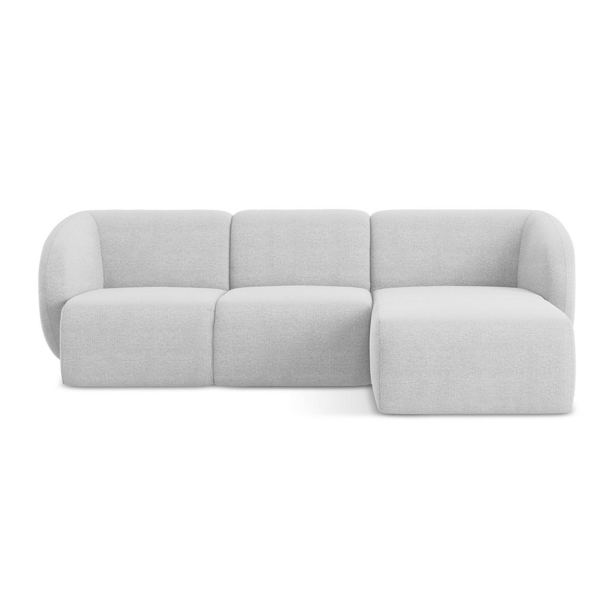 ECKSOFA Rechts Bouclé Stoff Grau - Silberfarben/Schwarz, Holzwerkstoff/Kunststoff (248/166cm) - LaMiaSofa