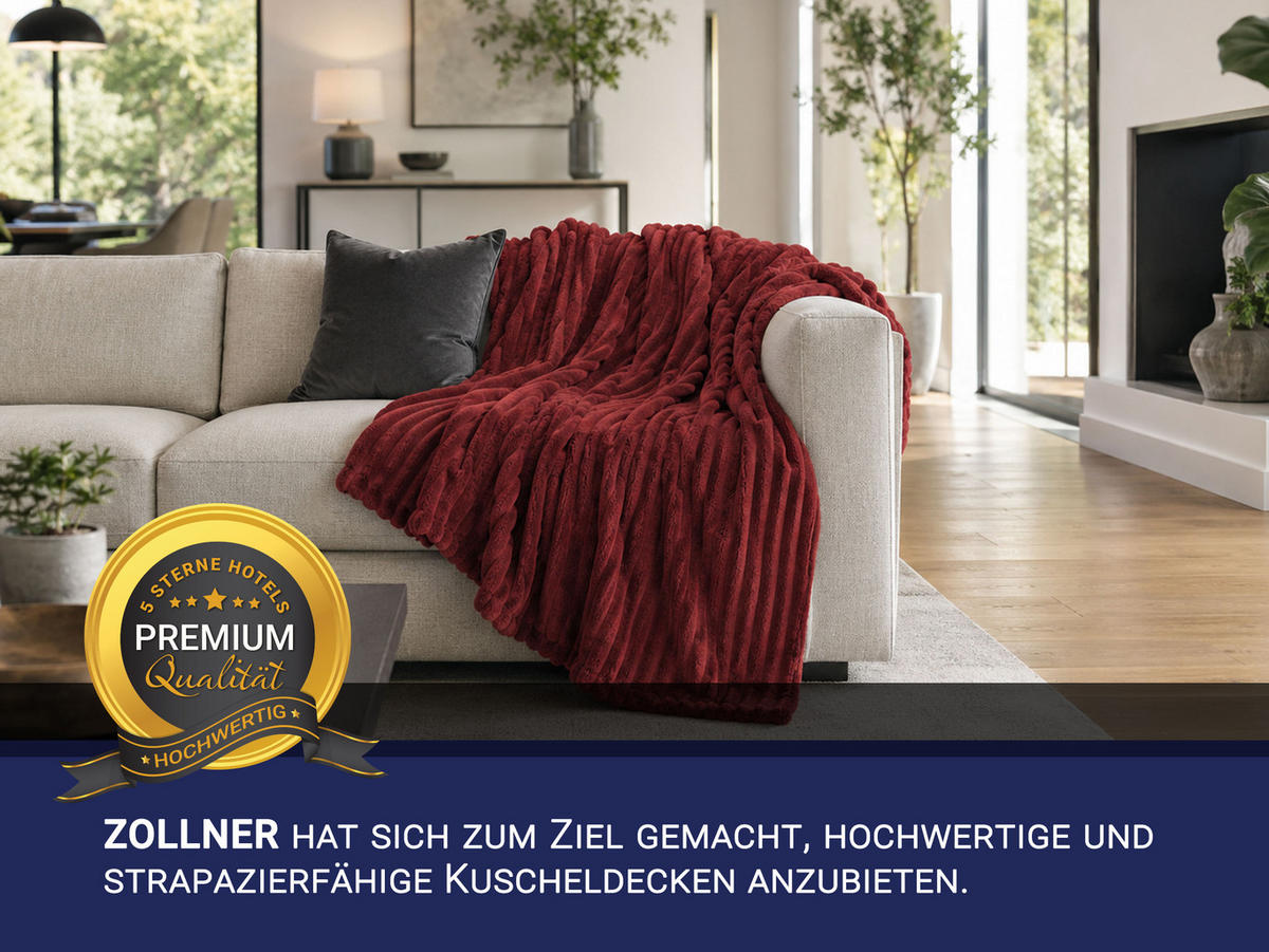 KUSCHELDECKE, 150x200 cm, 100% Polyester, Dunkelrot - Bordeaux, Textil (150/200cm) - Zollner