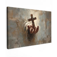 LEINWANDBILD Abstrakt - Kreuz - Hand - Christentum XXL 150x100 cm - Hellbraun, Textil (150/100cm) - MuchoWow