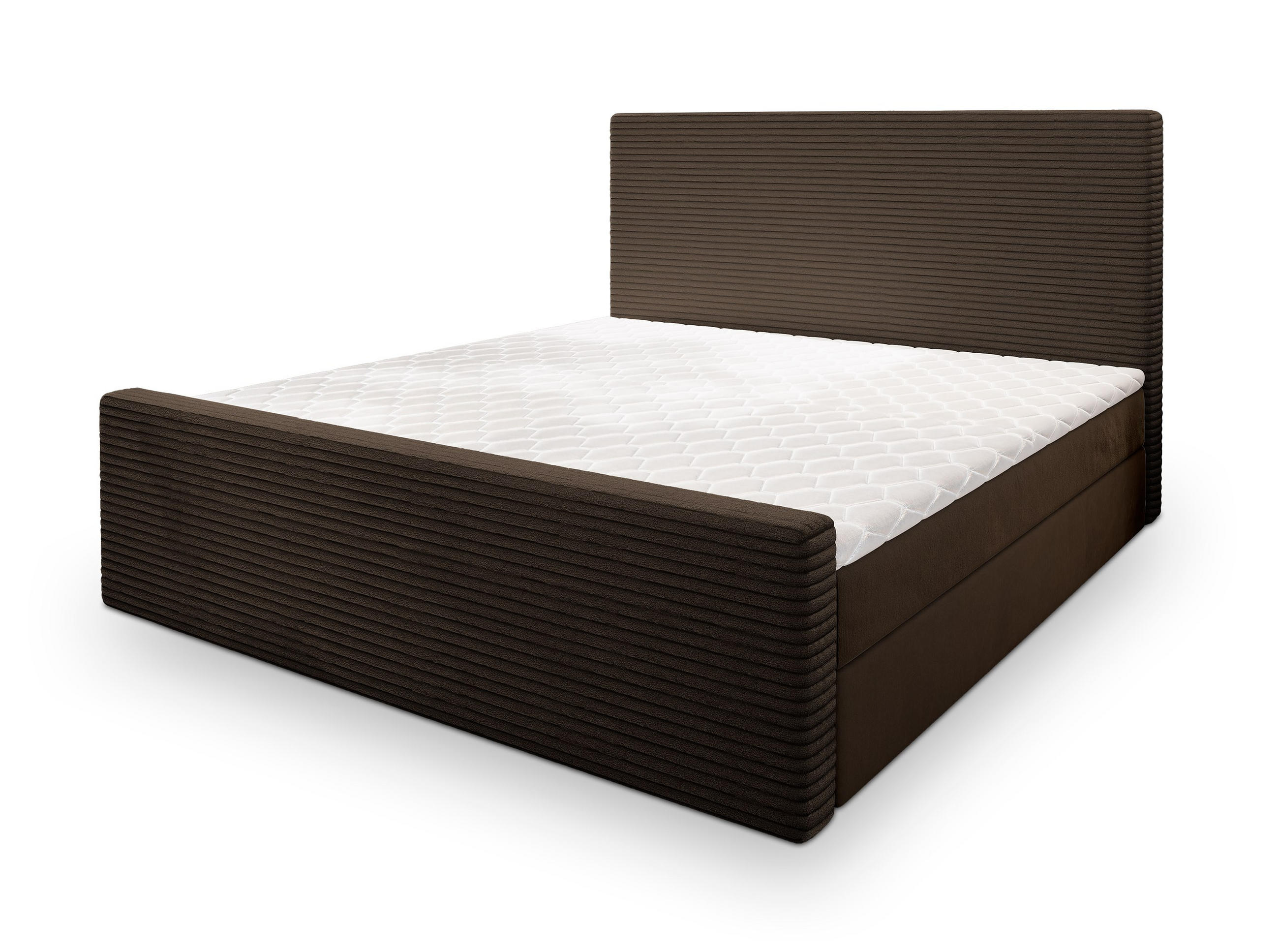 BOXBETT ALORIA 180x200 cm mit Matratze und Topper - Braun - Braun, Holz (180/200cm) - MASSENO