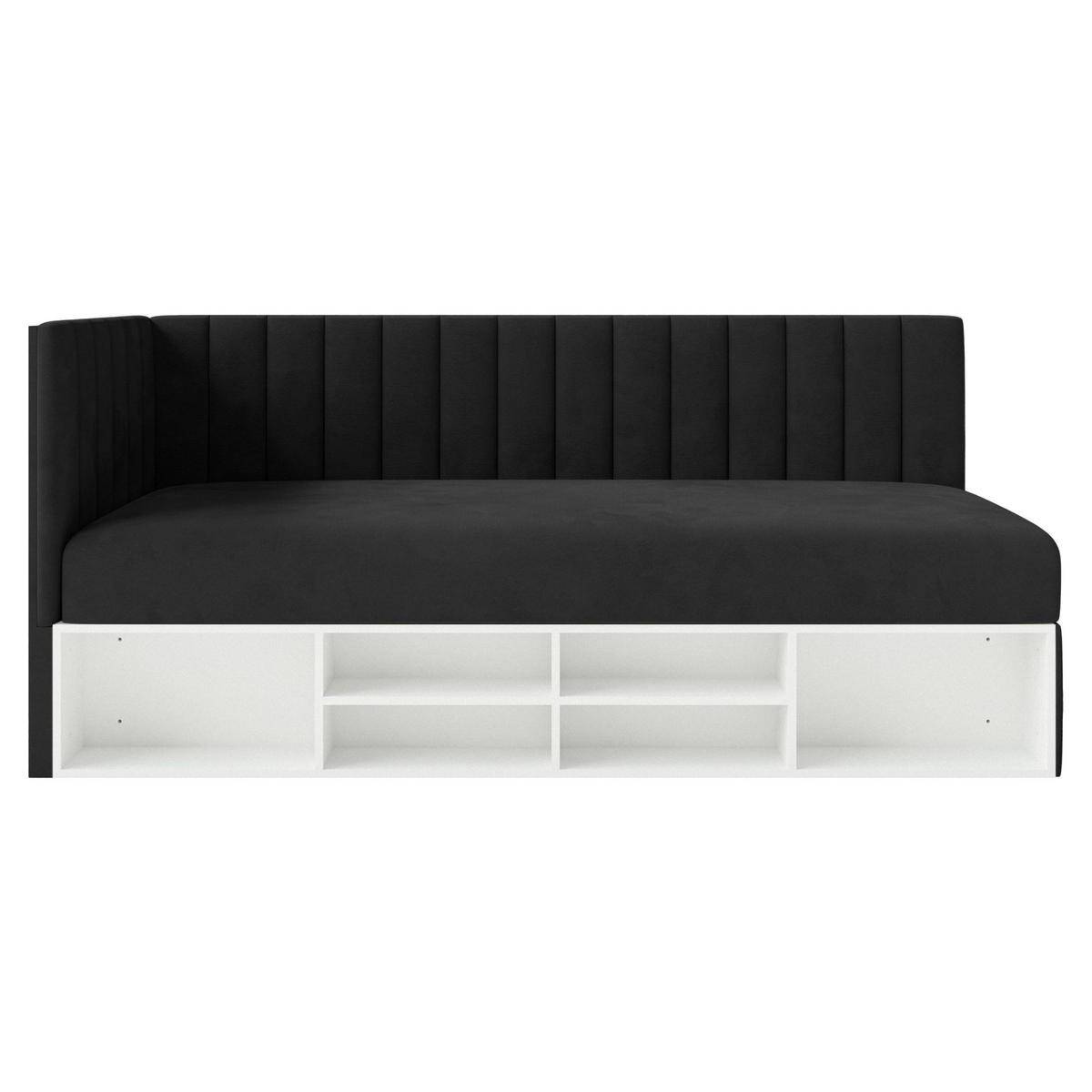 JUGENDBETT Ventrio Schwarz Easy-Clean-Samtbezug 90x200 cm - Schwarz, Kunststoff/Textil (90/200cm) - Selsey