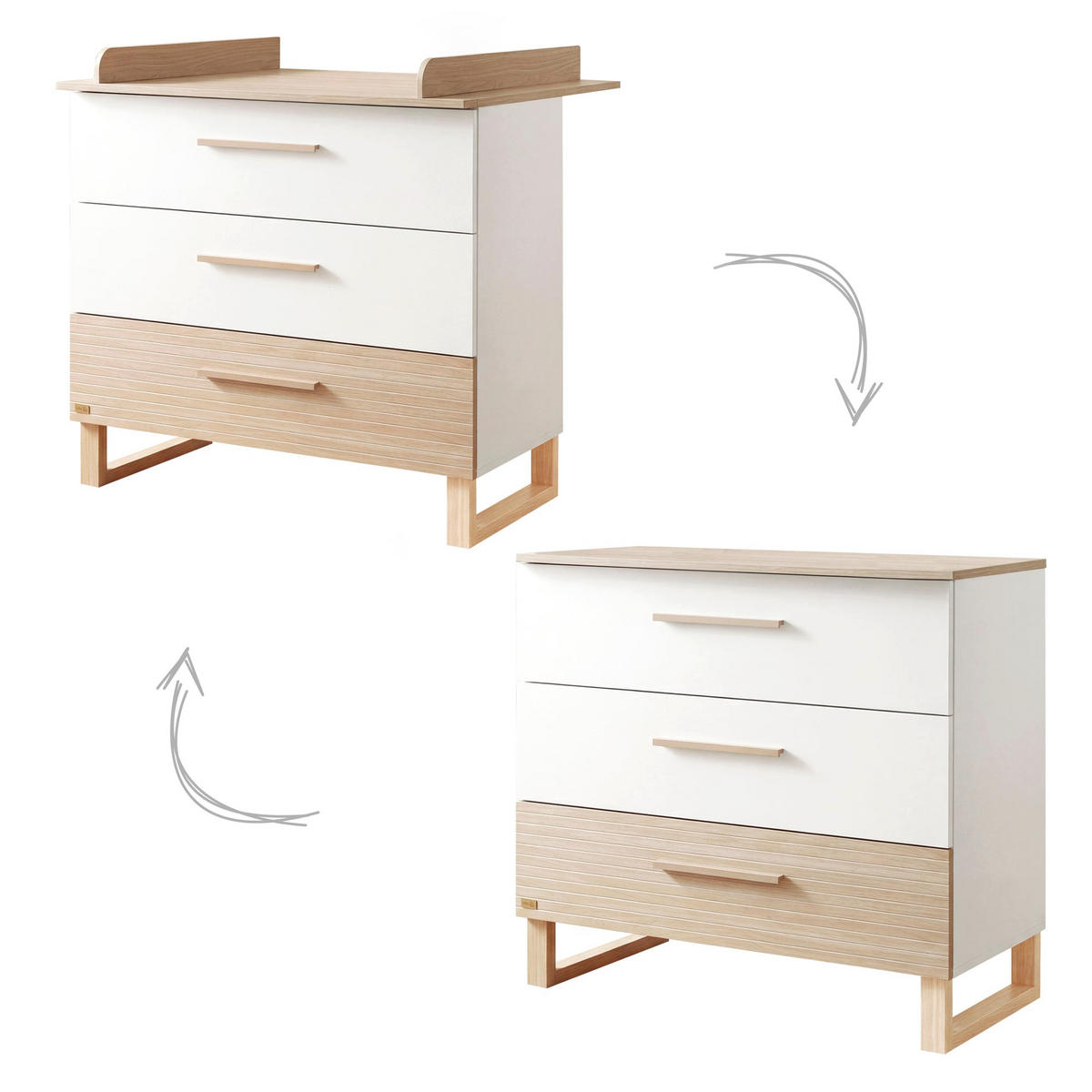 WICKELKOMMODE Noah - Eichefarben/Naturfarben, Holz/Holzwerkstoff (110/99/75cm) - Roba