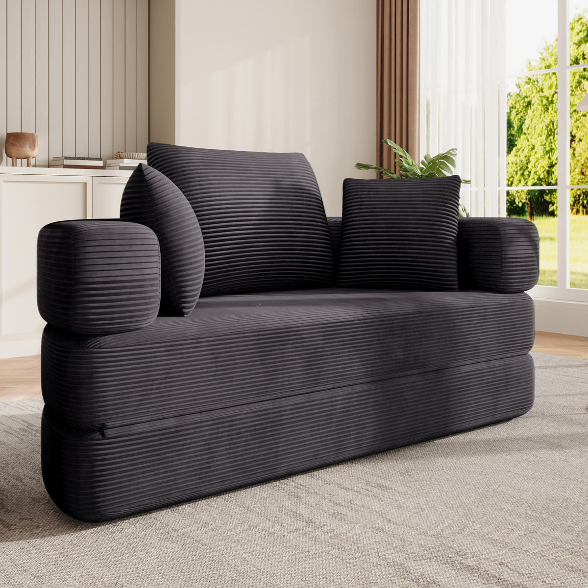 SCHLAFSOFA 173/176/40 cm aus Schaumstoff mit 2-in-1-Funktion Schwarz - Schwarz, Kunststoff (176/40/173cm) - Modenvie