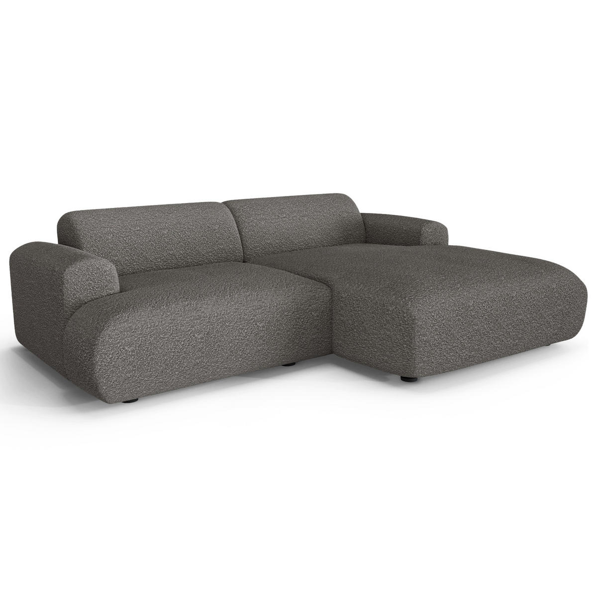 ECKSOFA RECHTS Bouclé-Stoff Graphitgrau 266cm - Graphitfarben/Grau, Textil (266/165cm) - Sia Home