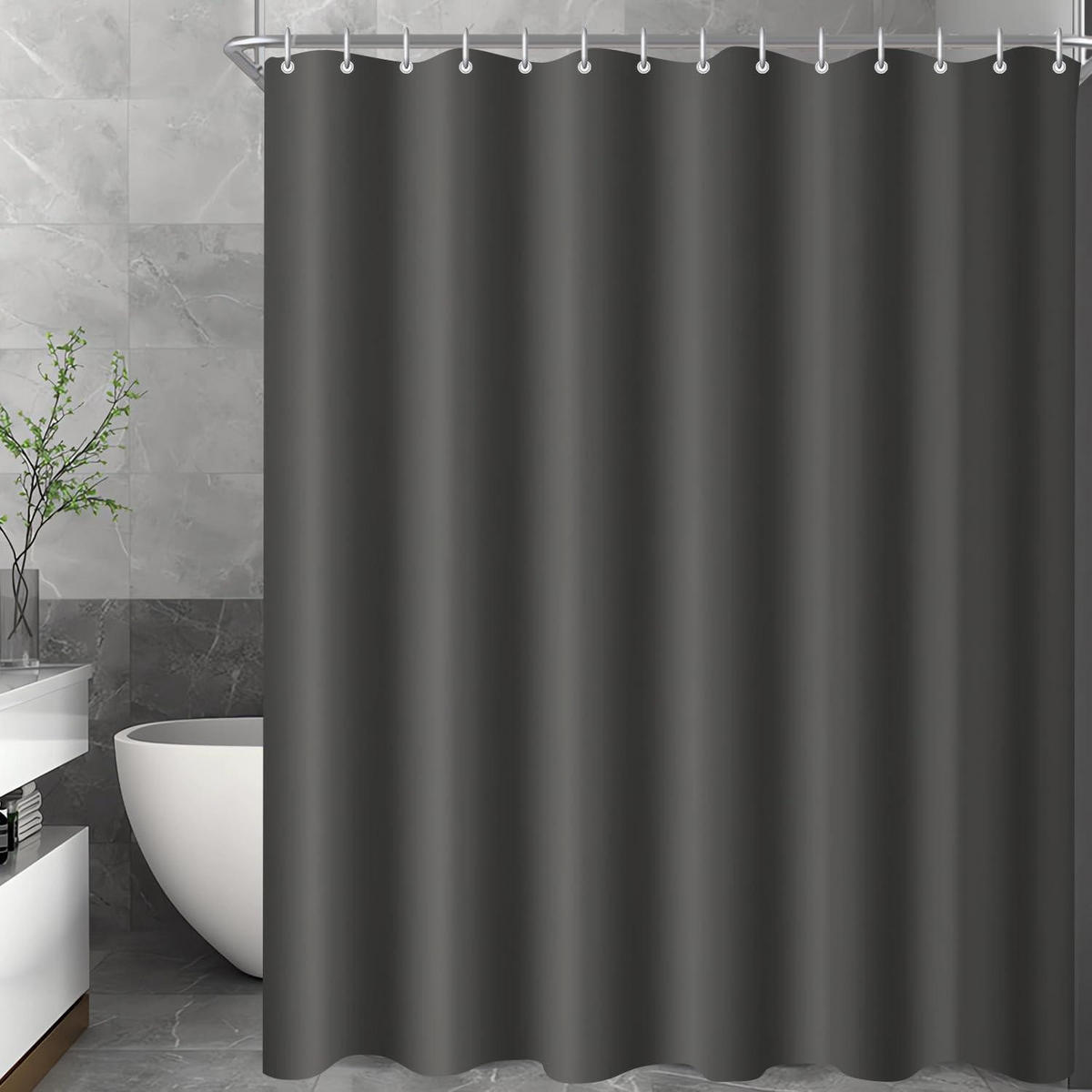 DUSCHVORHANG Dunkelgrau 150 x 180 cm - Anthrazit, Textil (150/180cm)