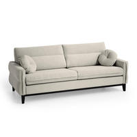 SOFA 2-SITZER Belweder, 220 cm, Beige, Bouclé-Stoff - Sandfarben/Wengefarben, Holz/Textil (218/95/94cm) - Beautysofa