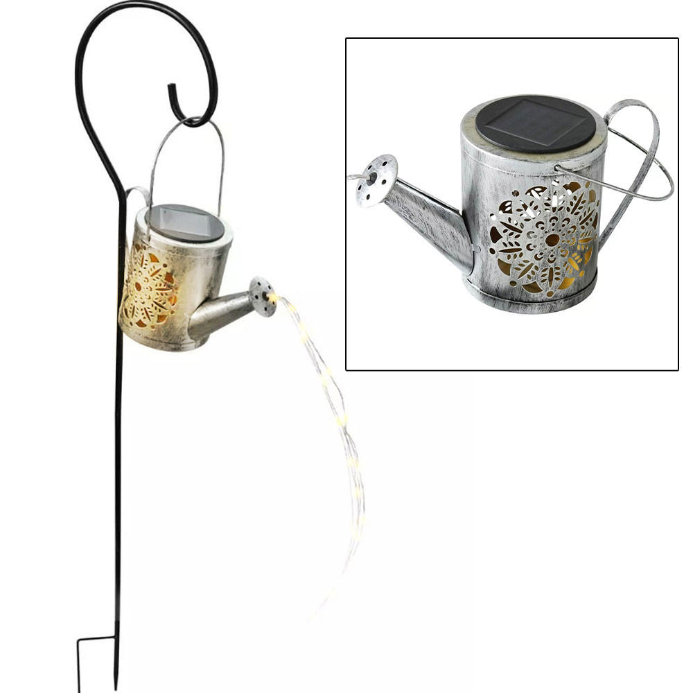 LED AUSSENLEUCHTE Solar-Steckleuchte Silber - Silberfarben, Metall (10/10/94cm)