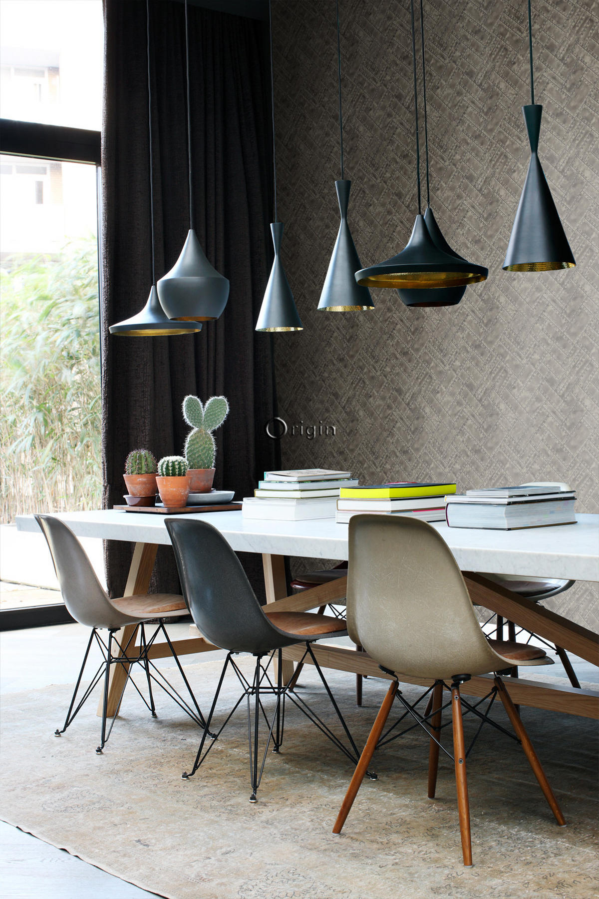 TAPETE Metallplatten 53 cm x 10.05 m - Braun, Papier (53/1000cm) - Origin Wallcoverings