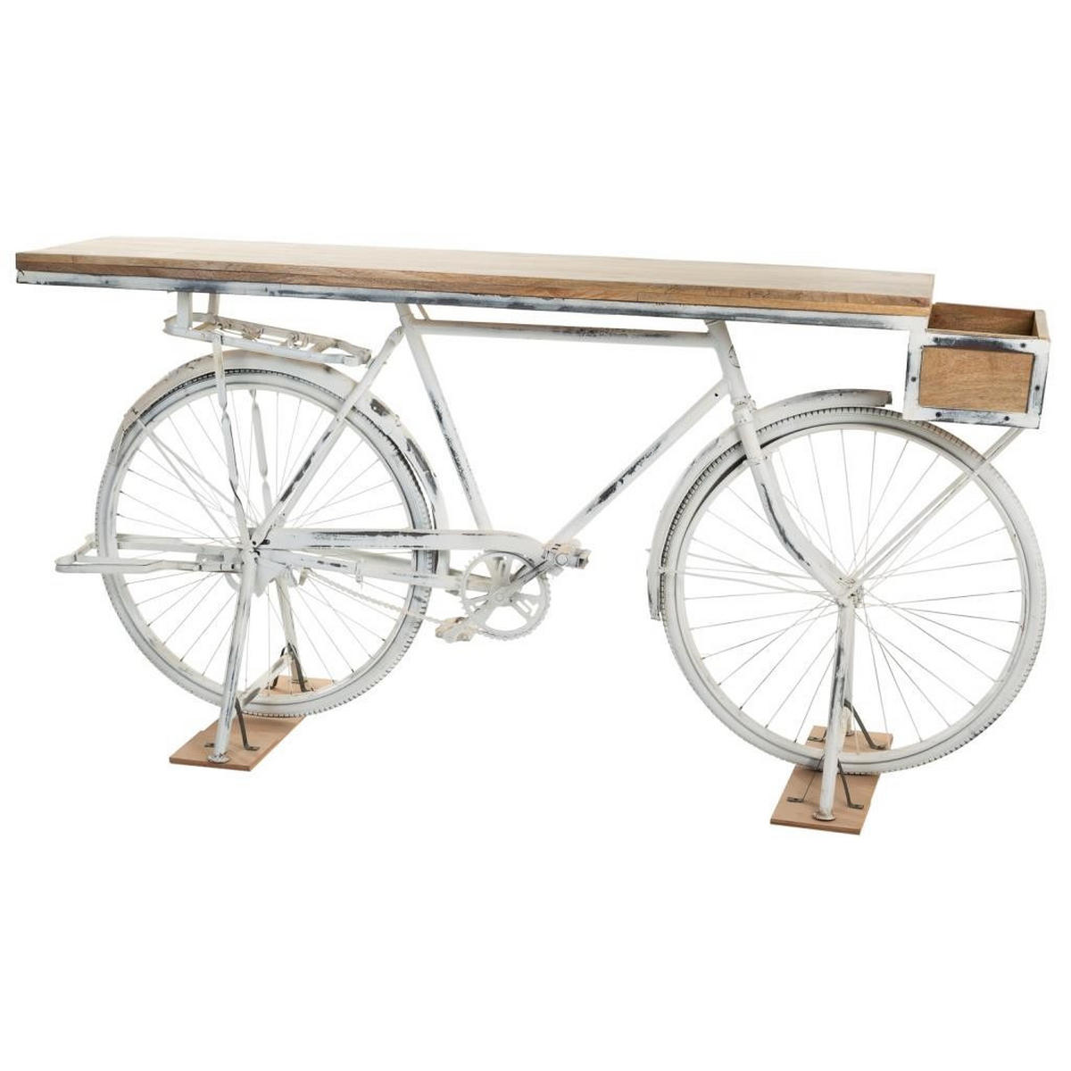 KONSOLE aus Holz und Metall 198x50x90 cm - Weiß, Metall (50/198/90cm) - Wanderlust