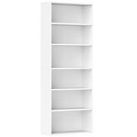 BÜCHERREGAL, Standregal mit 6 Ebenen, Verstellbar Ablage, Weiß - Weiß, Karton (24/158.5/60cm) - HOMCOM