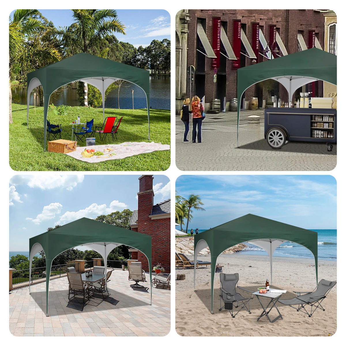 GARTENPAVILLON 3x3 m Metall+Oxford, Grün - Grün, Metall (300/260/300cm) - Kaket