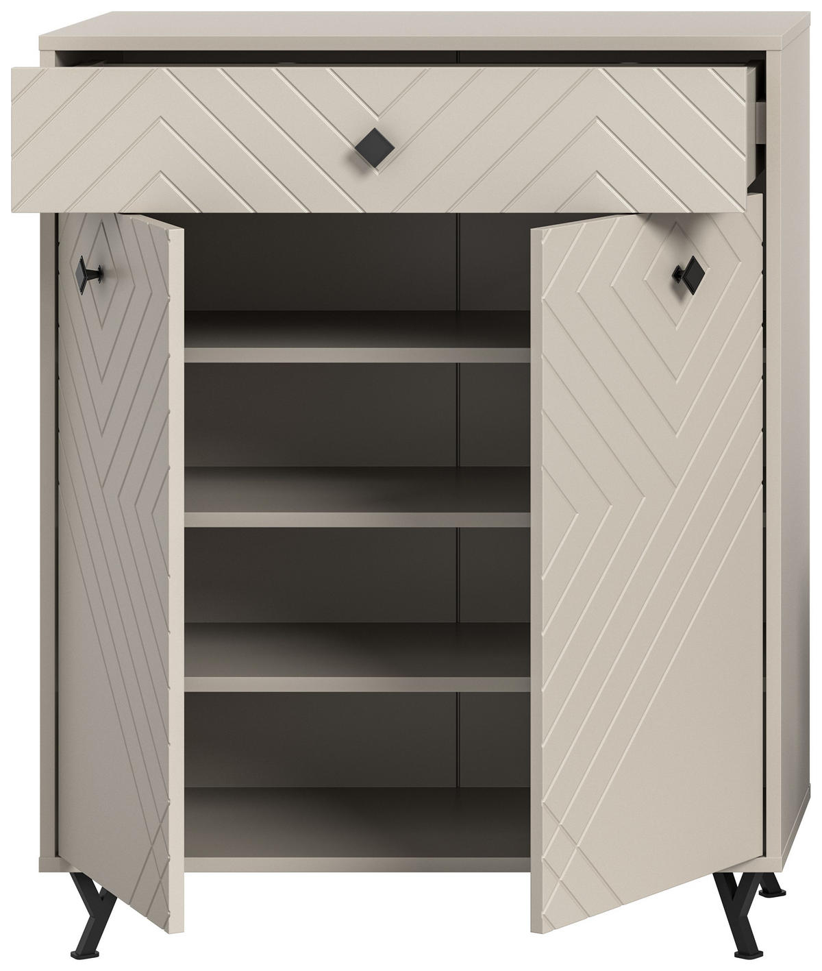 SCHUHKOMMODE NOTES (B/H/T: ca. 80/100/35 cm) in sandbeige/sandbeige matt - Sandfarben, Holzwerkstoff (80/100/35cm)