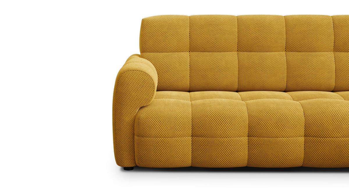 ECKSOFA MELLOW 4-Sitzer, safran - Gelb/Schwarz, Holz/Textil (262/156cm) - Courtois Laville