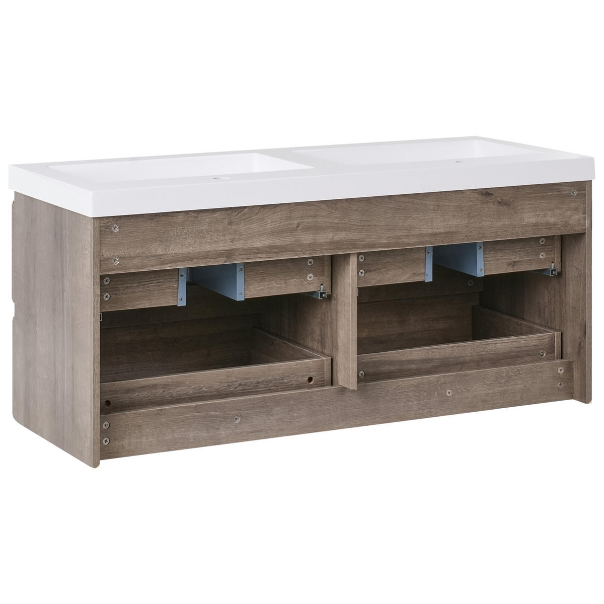 DULAP SUB LAVOAR montat pe perete cu lavoar dublu taupe Viedma - taupe, compozit lemnos (120/52/46cm) - Beliani