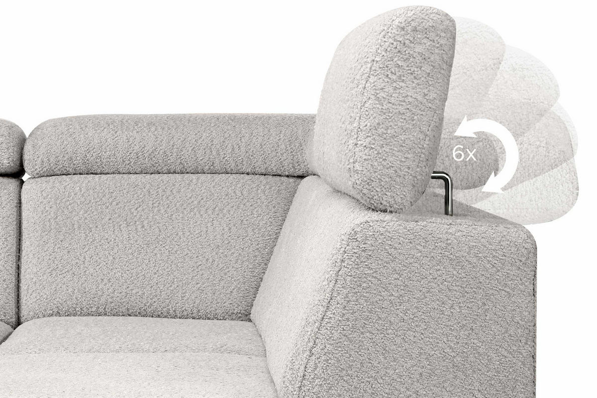 SCHLAFECKSOFA RATLO links 4/5-Sitzer mit Bettkasten, Braun - Graubraun/Silberfarben, Textil (270/190cm) - KONSIMO®
