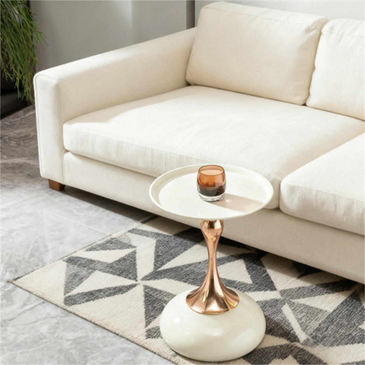 COUCHTISCH rund mit Metallgestell, Weiß, 38 x 38 cm - Weiß, Metall (38/38/54cm) - Blomus