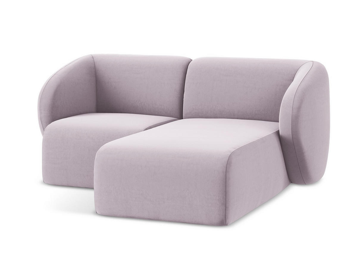 ECKSOFA Rechts Samt Stoff Violett - Flieder/Schwarz, Holzwerkstoff/Kunststoff (178/166cm) - Makamii