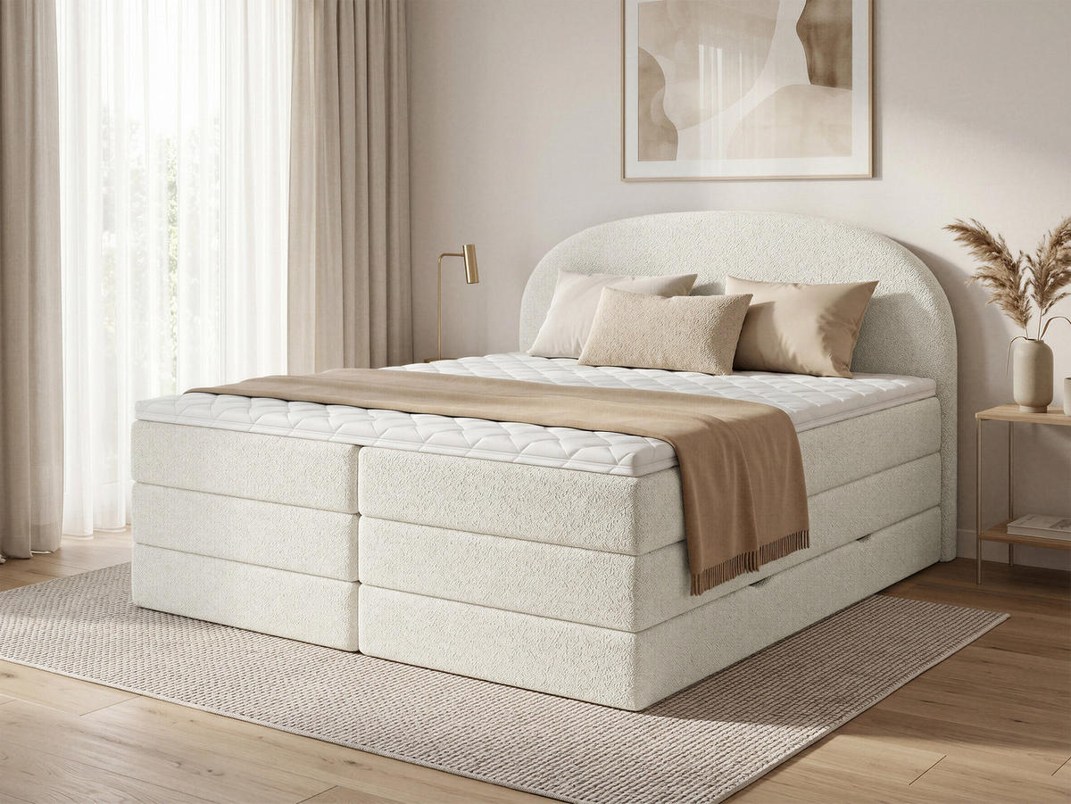 BOXSPRINGBETT Cloud Max - 160x200 -weiß (Coral 70) - Schwarz/Weiß, Holz/Holzwerkstoff (160/200cm) - Sofnet