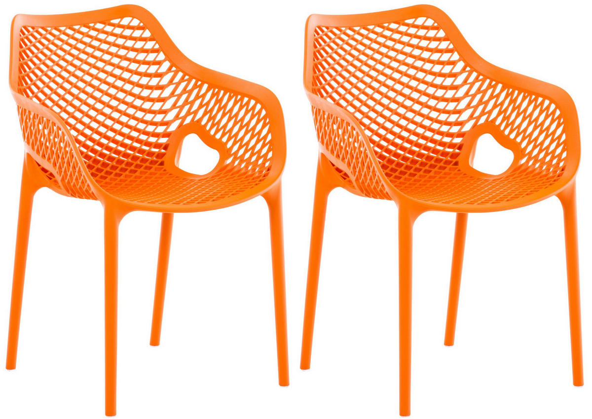 GARTENSTUHL 2er Set Kunststoff orange - Orange, Kunststoff (57/81/60cm) - CLP