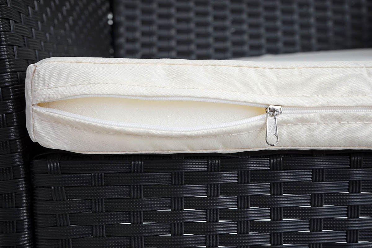 GARTENGARNITUR Polyrattan Anthrazit Kissen Creme - Anthrazit, Metall - PROREGAL