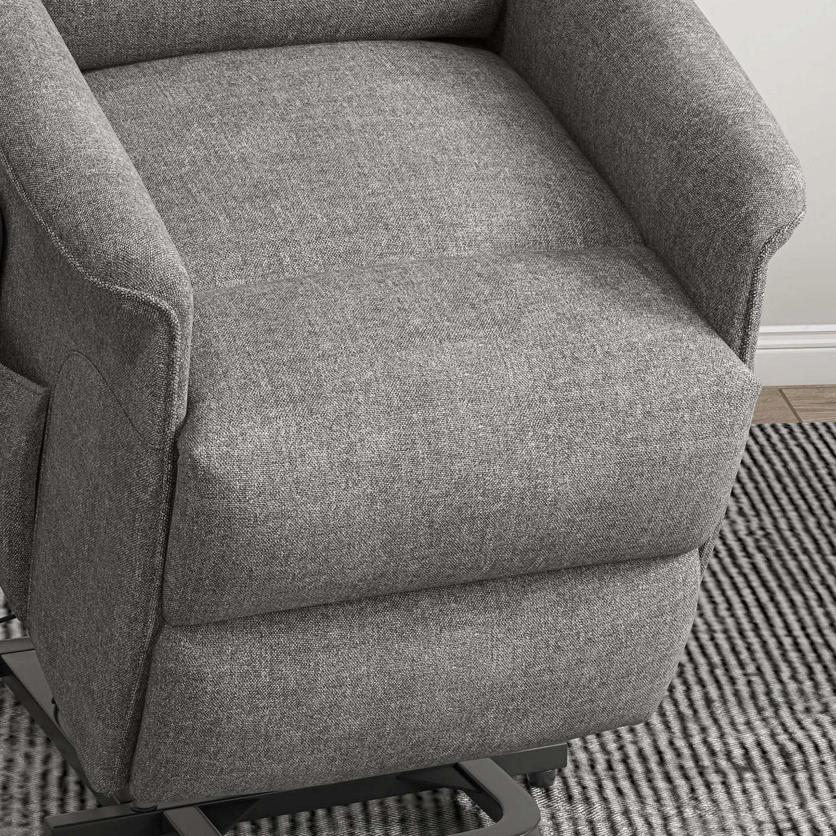 RELAXSESSEL DE-06394 Mit Aufstehilfe, elektrisch, 135° neigbar, Fernbedienung Grau - Grau, Textil/Metall (90/96/66cm) - ComfortXL