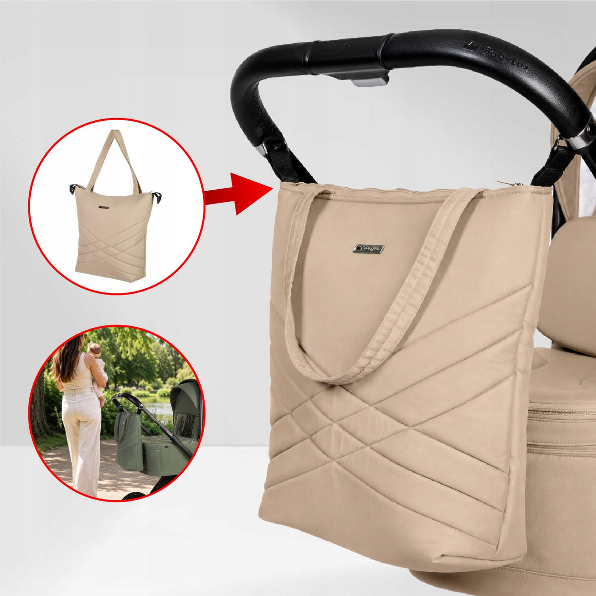 KINDERWAGEN Gavia 3in1 Brownie Babywanne, Buggy Sportsitz, Babyschale I-Size - Beige/Schwarz, Textil/Metall (58/99cm) - BabyLux