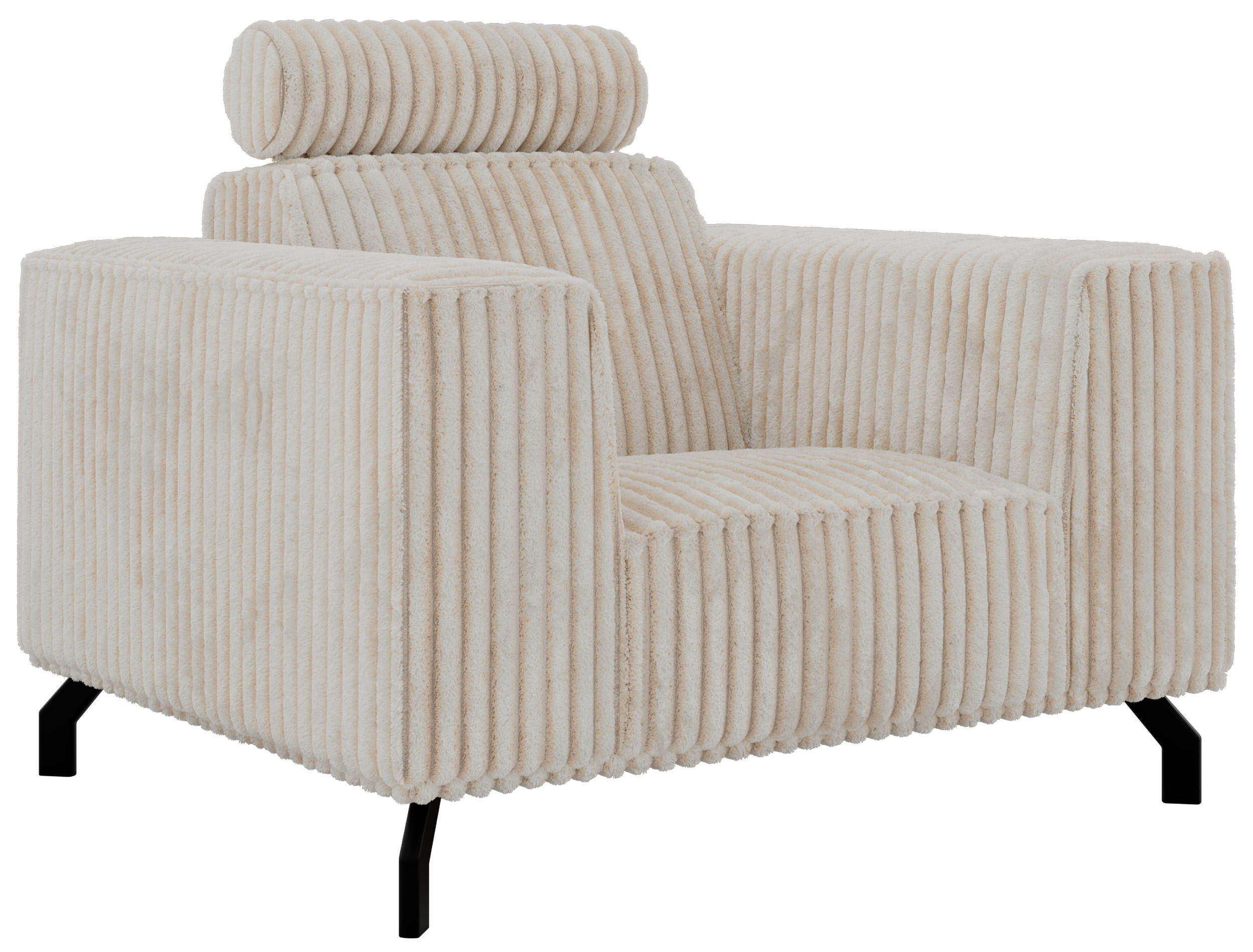 SESSEL VESANO - Beige Cord - Beige/Creme, Textil/Metall (109/90/95cm) - MKS