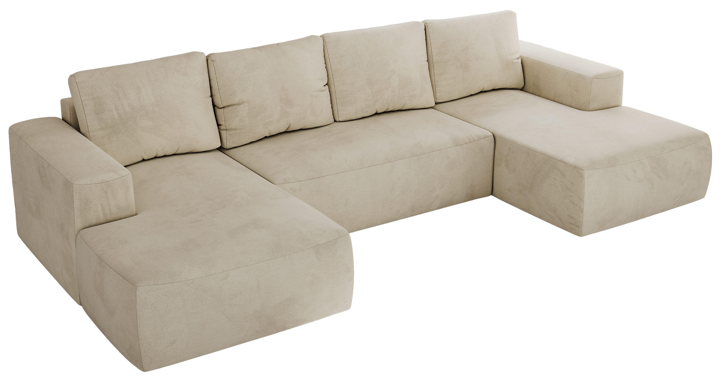 WOHNLANDSCHAFT TRENTINO U Beige Velvet - Beige, Textil (334/91/163cm) - MKS