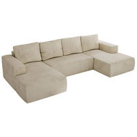 WOHNLANDSCHAFT TRENTINO U Beige Velvet - Beige, Textil (334/91/163cm) - MKS