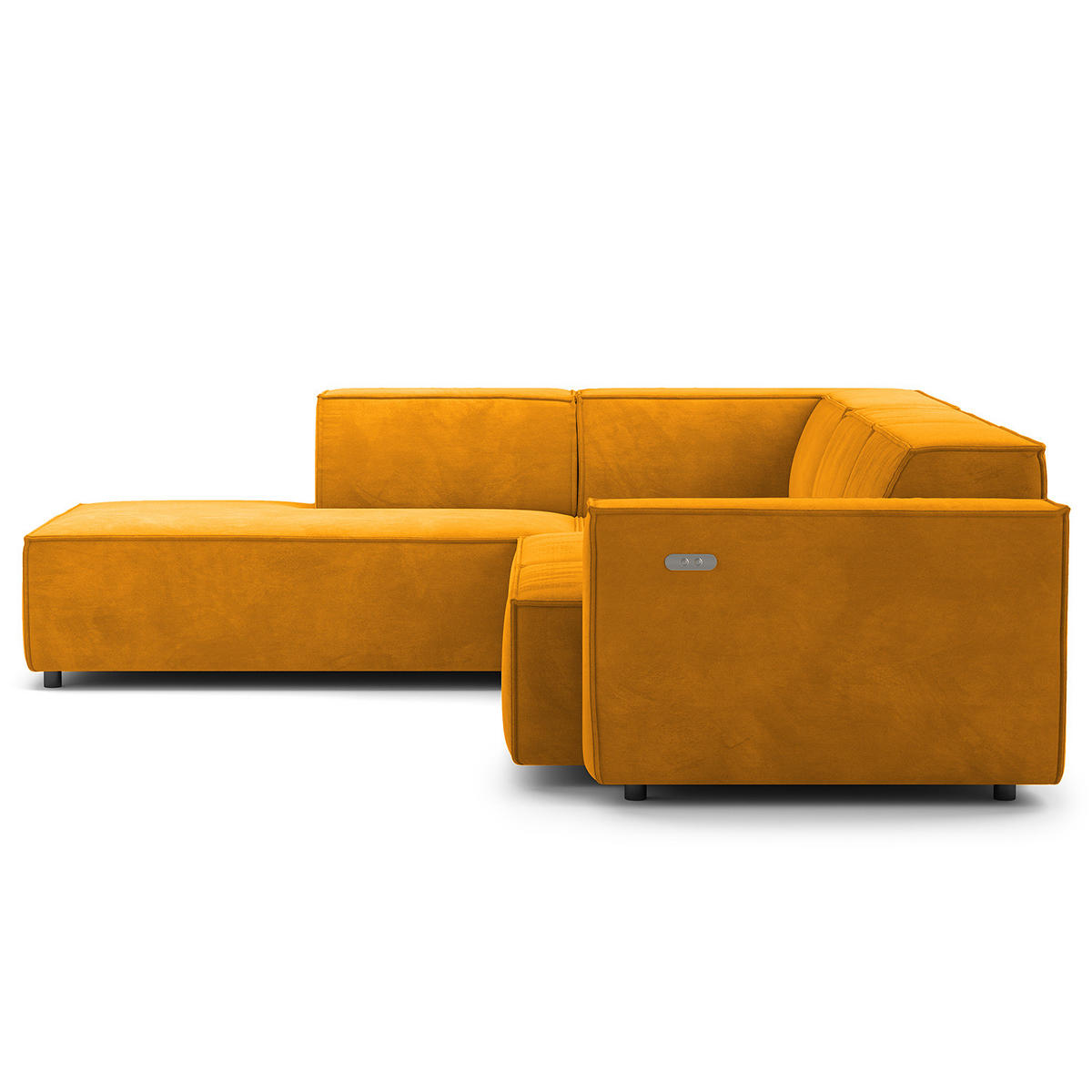 ECKSOFA mit Ottomane - Gelb/Schwarz, Kunststoff/Textil (260/234cm) - home24