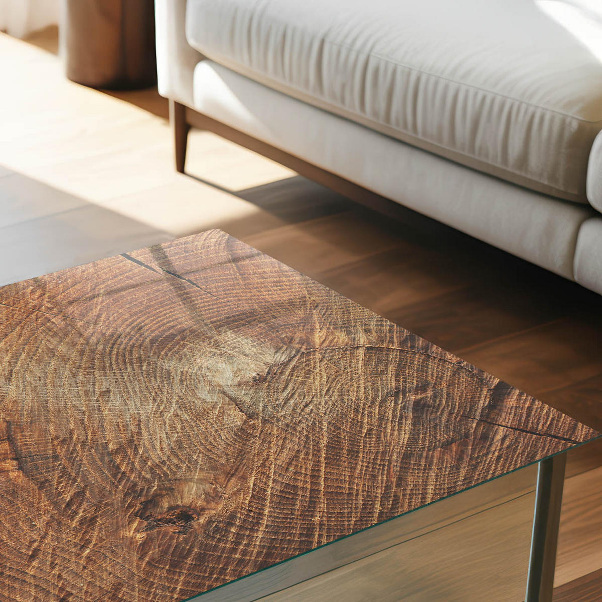 GLASPLATTE 80x60 cm – Holzringe - Braun, Glas (0.4/80/60cm) - ArtPrintCave