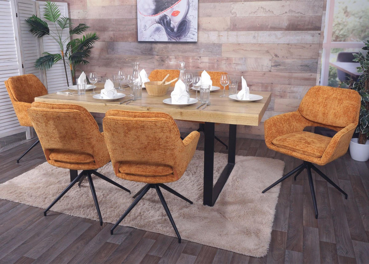 ESSZIMMERSTUHL Orange 2er-Set - Currygelb/Orange, Textil (57/86/61cm) - MCW