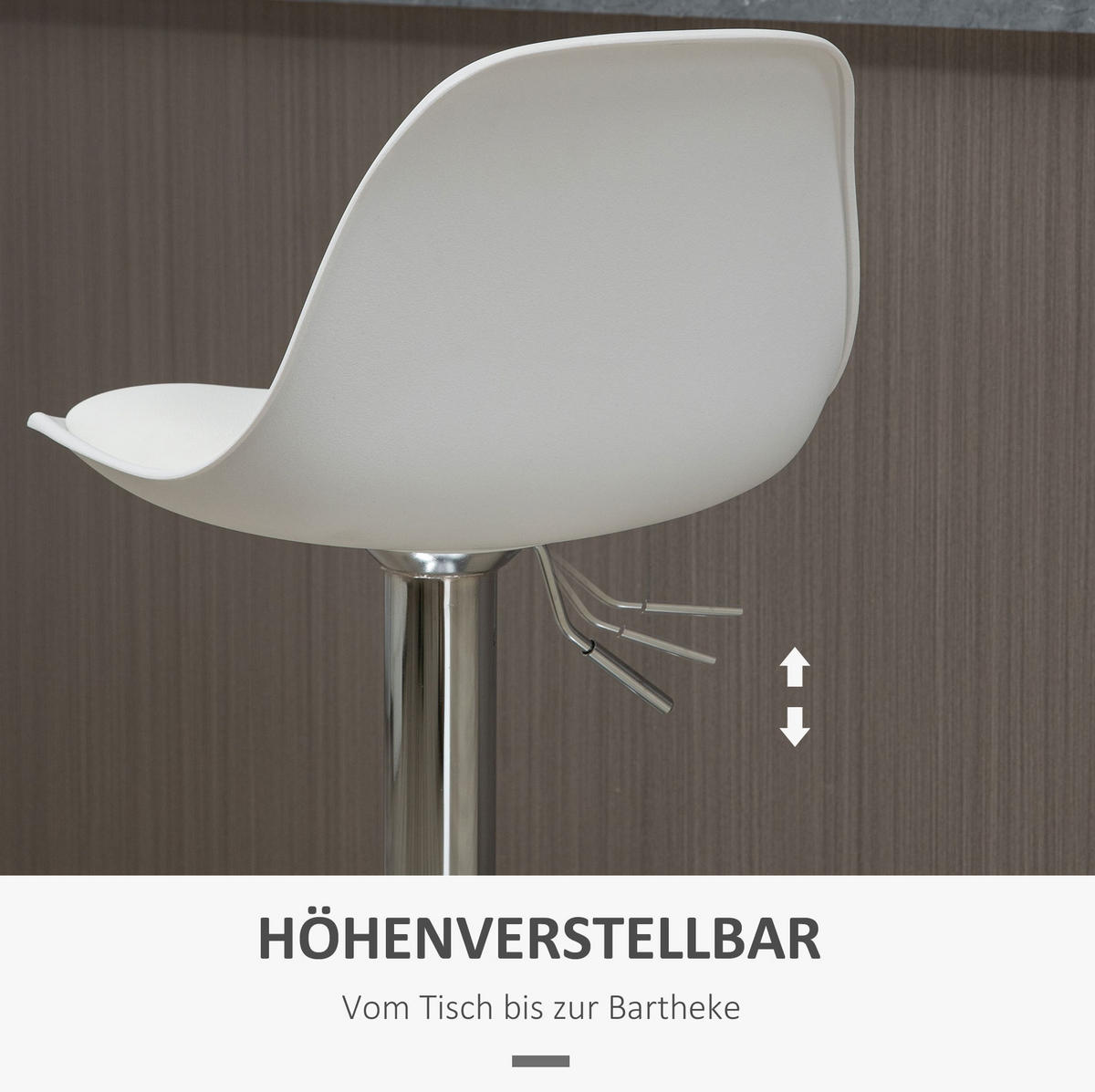 BARHOCKER 2er-Set höhenverstellbar drehbar Weiß Kunstleder - Weiß, Metall (42/104/38cm) - Meubliv