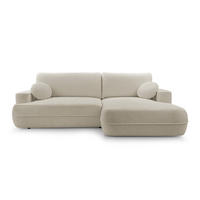 ECKCOUCH L Form Peoni Beige 267/168/87 cm mit Schlaffunktion R - Beige/Schwarz, Kunststoff/Textil (267/168cm) - AX Living