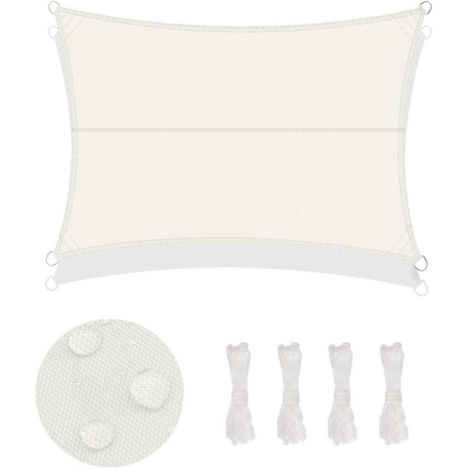 SONNENSEGEL 400 x 500 cm Cremeweiß Wasserdicht UV-Schutz - Weiß, Textil (33/4cm)