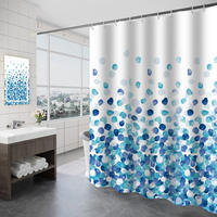 DUSCHVORHANG Polyester maschinenwaschbar mit Saum beschwert und Haken Badewanne für Badezimmer Muster Blasen - Blau, Textil (180/200cm) - MCBOSON