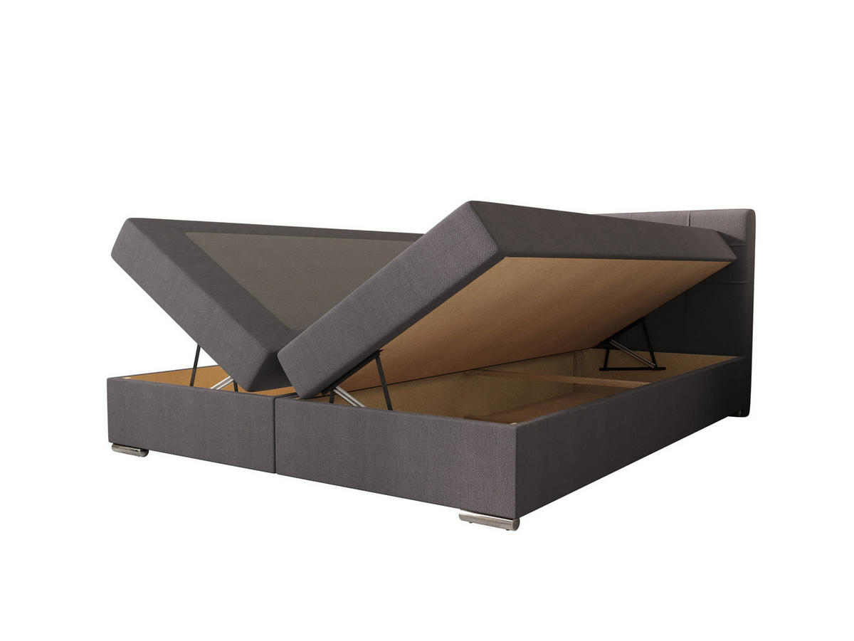 BOXBETT ZILANO 1 mit Matratze H3 und Topper 160x200 Cosmic 160 - Hellgrau, Holz/Textil (160/200cm) - Bedante