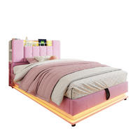KINDERBETT mit LED, USB und Stauraum 90x200 cm Rosa - Pink, Metall (90/200cm) - Meubliv