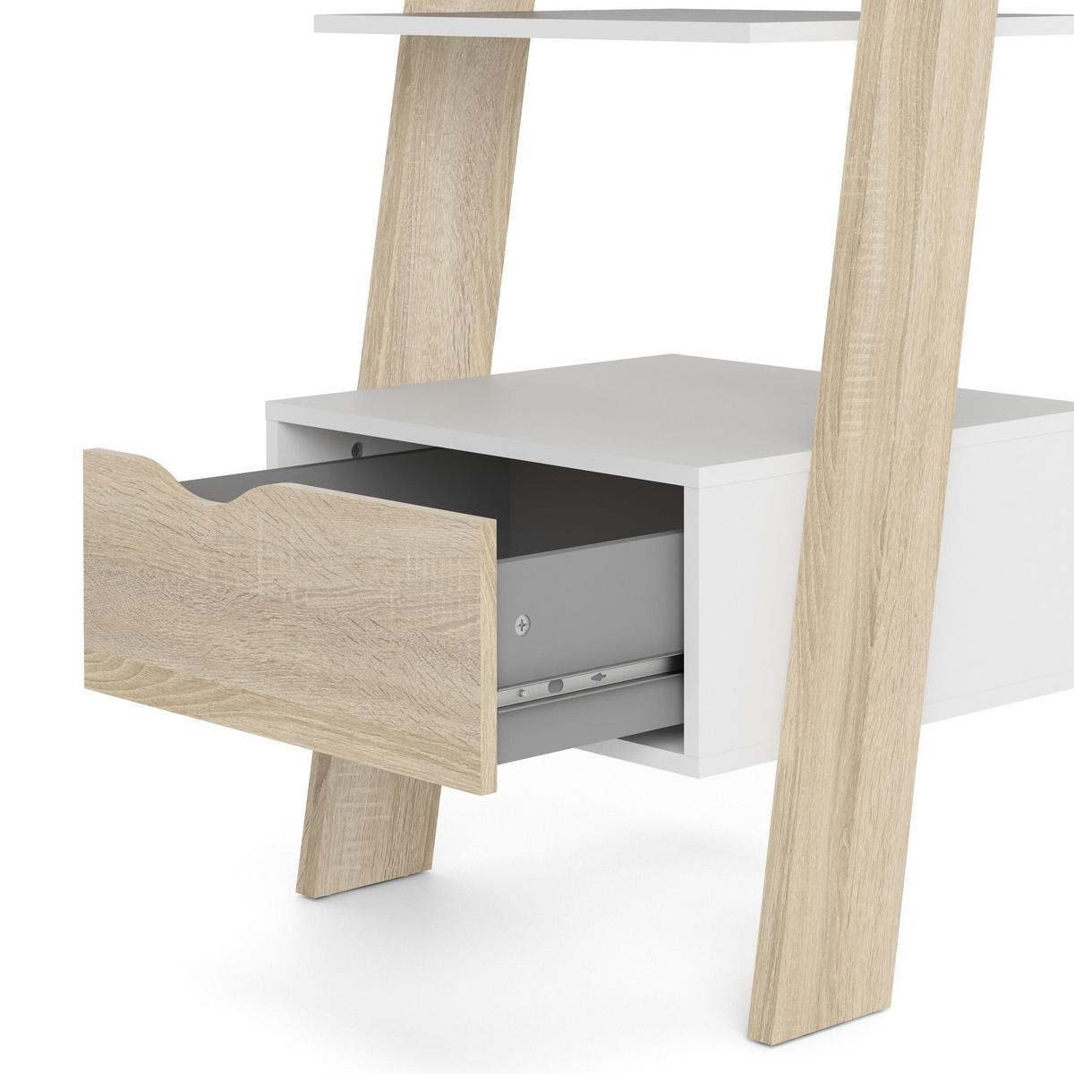 BÜCHERREGAL mit 4 Einlegeböden, 1 Schublade weiß und Eiche Dekor billund 55,1/48,1/180,4 cm - Weiß, Holzwerkstoff (48.1/180.4/55.1cm) - Calicosy