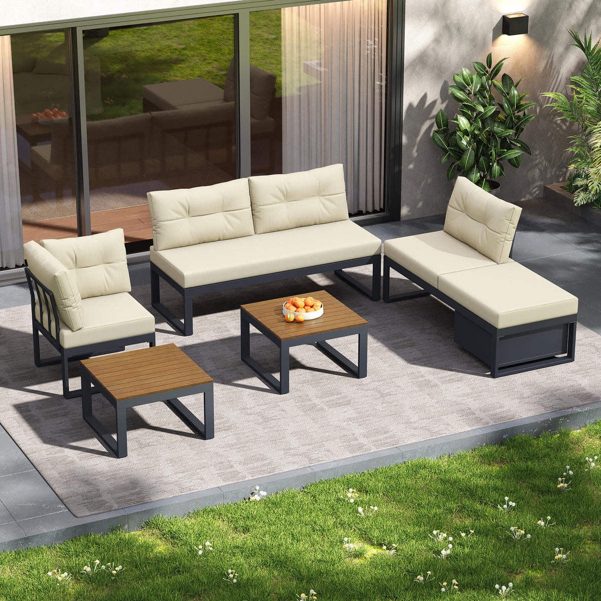 GARTENMÖBELSET Modular Beige - Beige, Metall - ComfortXL