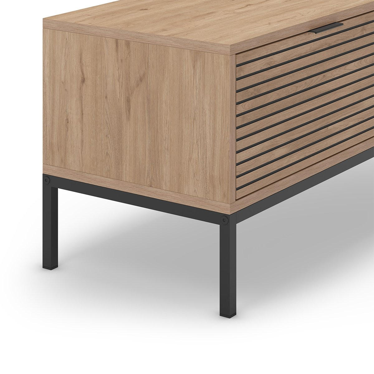 TV-MÖBEL mit 2 Schubladen und Metallfüßen Ariel - L120 cm - Beige, Holzwerkstoff (40/55/120cm) - Calicosy