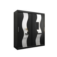 SCHWEBETÜRENSCHRANK 200/180/62 2-türig - Silberfarben/Schwarz, Holz/Kunststoff (180/200/62cm) - Abiks Möbel
