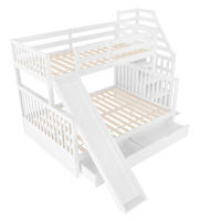 ETAGENBETT 90x200 über 140x200 mit Schubladen, Stauraum und Rutsche Weiß - Weiß, Holz (140/200cm) - ComfortXL