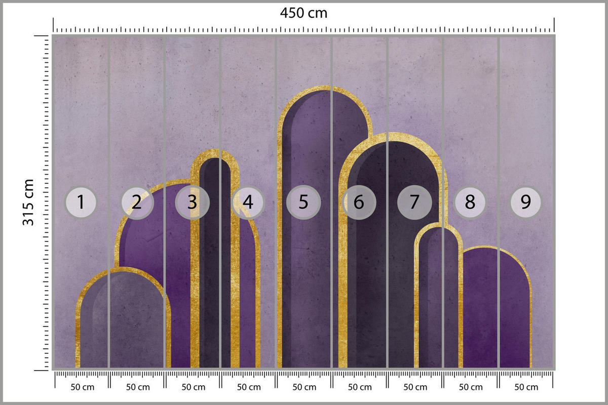 FOTOTAPETE Geometrische Muster Abstraktion Glamour 450x315 - Gelb/Beige, Papier (450/315cm) - Muralo