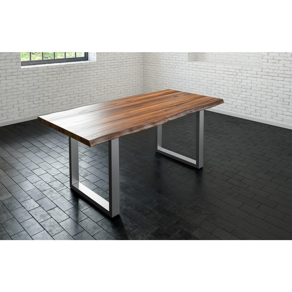 Thumbnail - SAM Esstisch, Braun, Holz, Echtholz,Akazie, Rechteckig,Quadratisch, U-Form, 160x74x85 cm, Esszimmer, Tische, Esstische